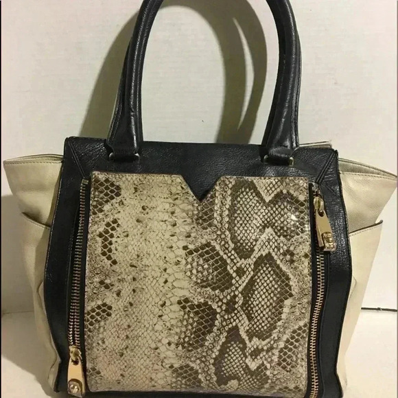 Vince Camuto Handbags - Vince Camuto Black grey beige leather/ snake skin